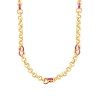 Gold Fuschia Thick Chain Necklace