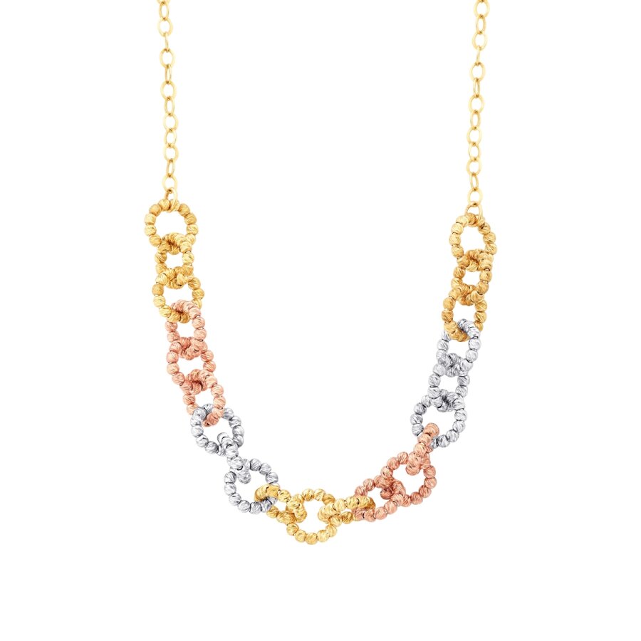 Gold Tricolor Bead Necklace