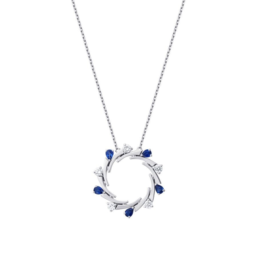1,45 Carat Diamond Sapphire Necklace