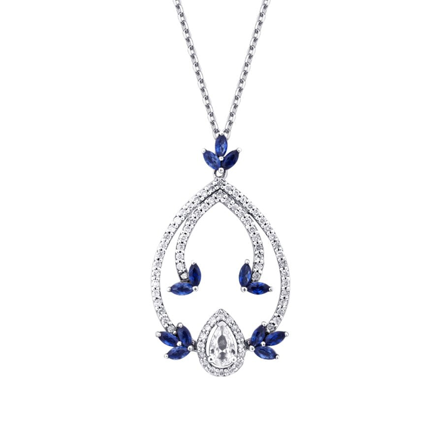 1,04 Carat Diamond Sapphire Necklace