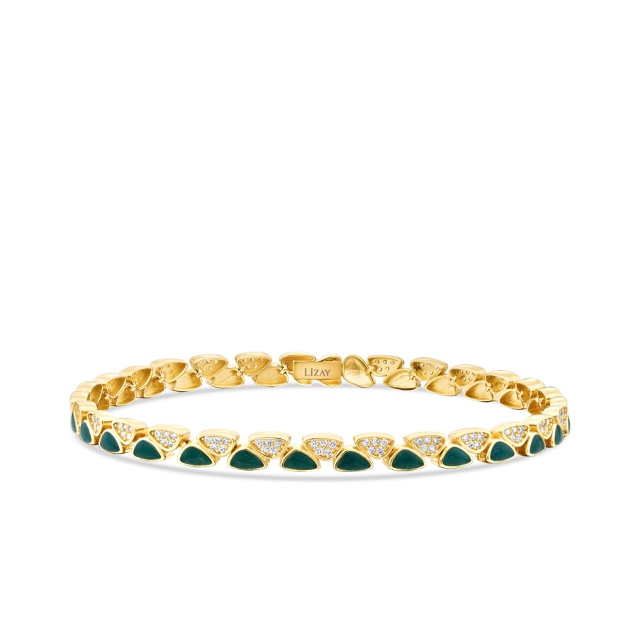 Gold Green Enamel Stone Bracelet