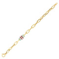 Gold Fuchsia Stone Trend Chain Bracelet