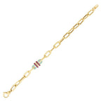 Gold Fuchsia Stone Trend Chain Bracelet