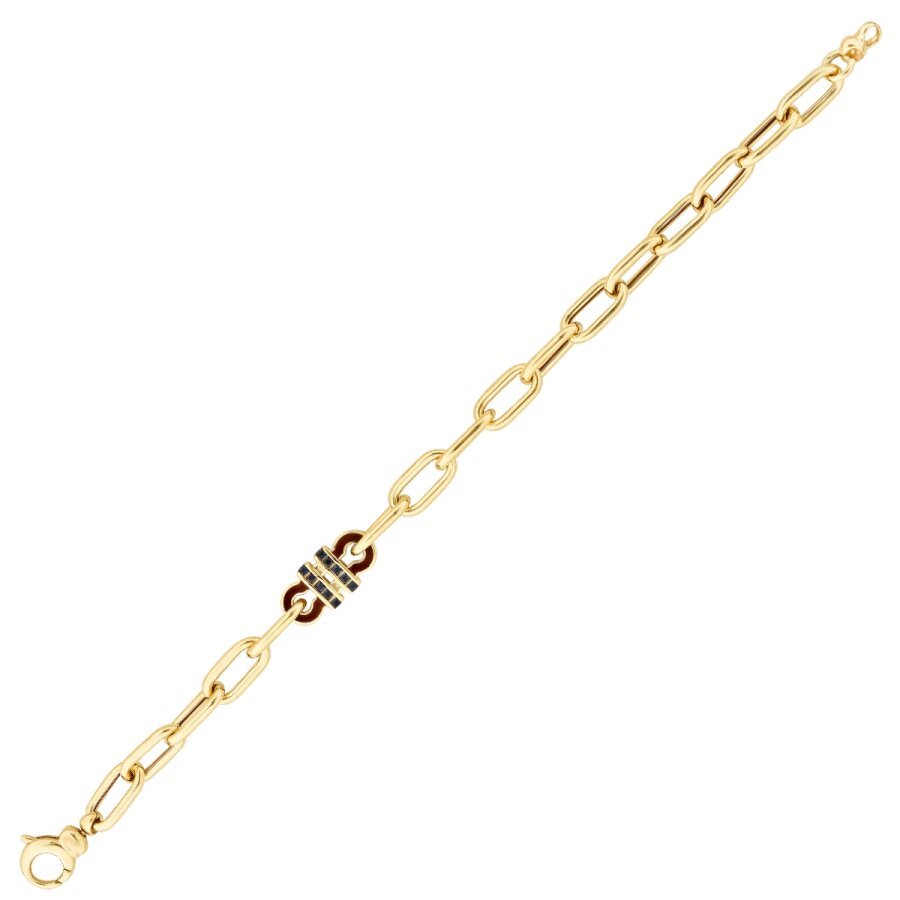Gold Navy Stone Trend Chain Bracelet