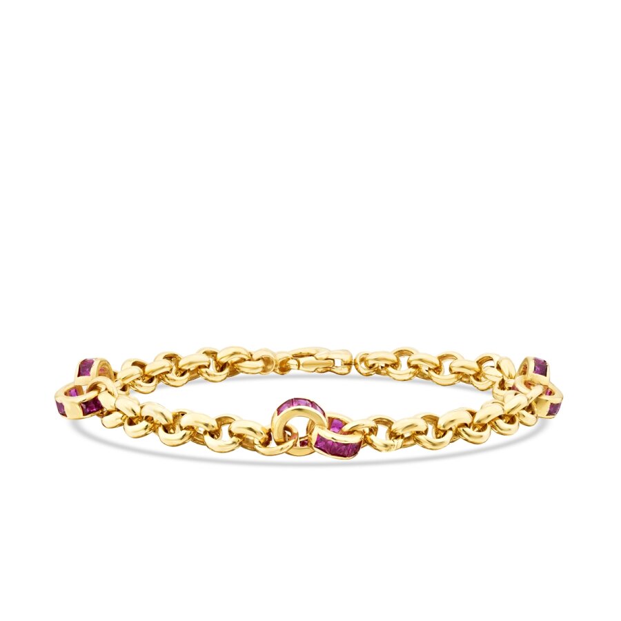 Gold Fuchsia Thick Chain Bracelet
