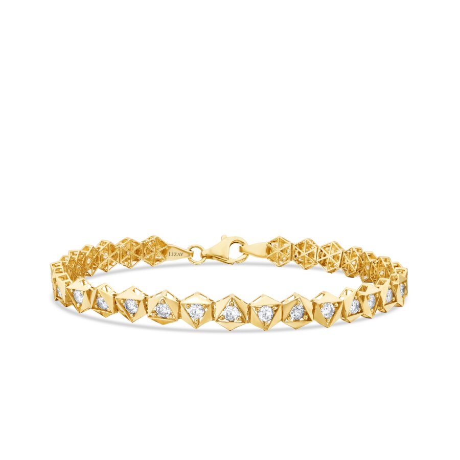 Gold Stone Pyramid Bracelet