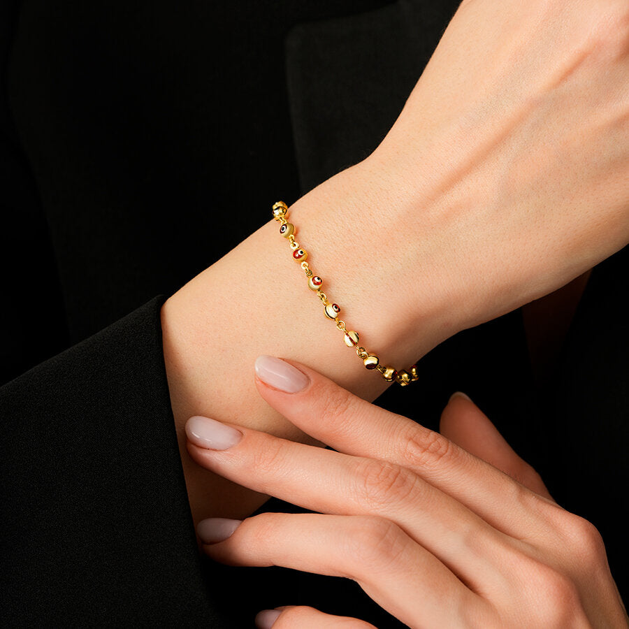 Gold Evil Eye Bead Bracelet
