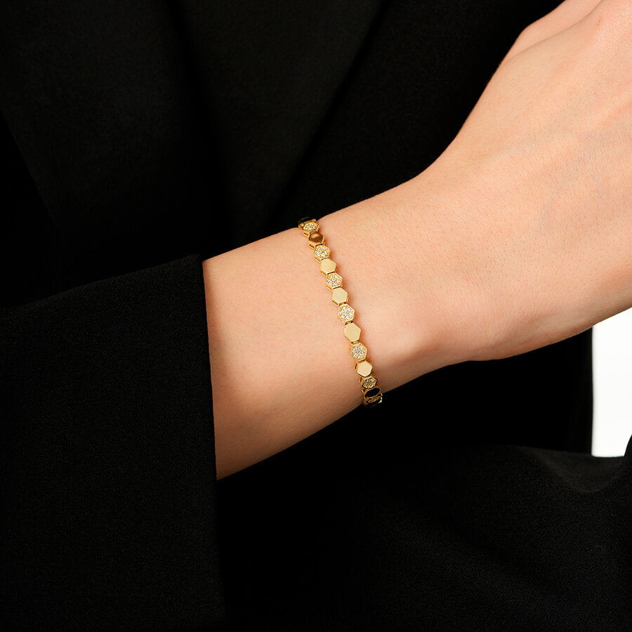 Gold Stone Honeycomb Bracelet