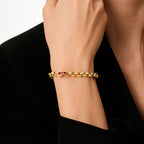 Gold Fuchsia Thick Chain Bracelet