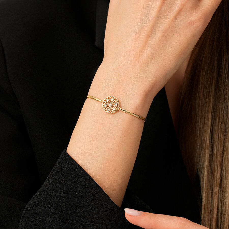 Gold Stone Flower Bracelet