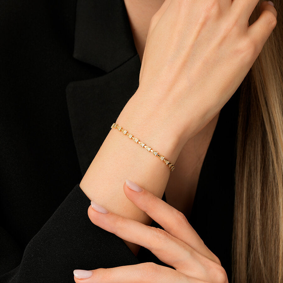 Gold Stone Geometric V-Shaped Bracelet