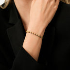 Gold Red-Brown Enamel Stone Bracelet