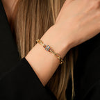 Gold Navy Stone Trend Chain Bracelet