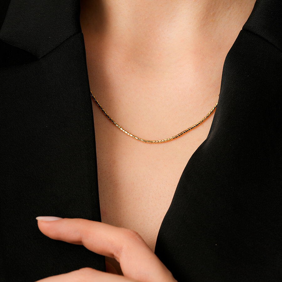 Gold Trend Square Link Necklace