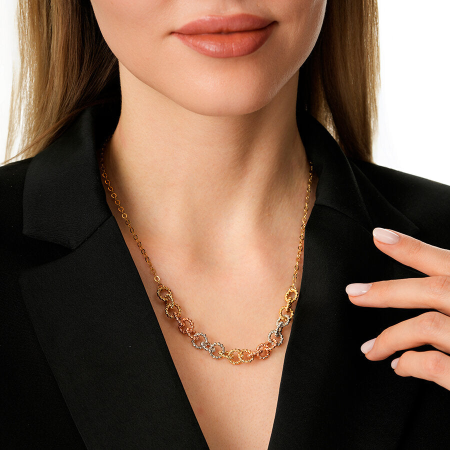 Gold Tricolor Bead Necklace