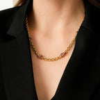 Gold Fuschia Thick Chain Necklace