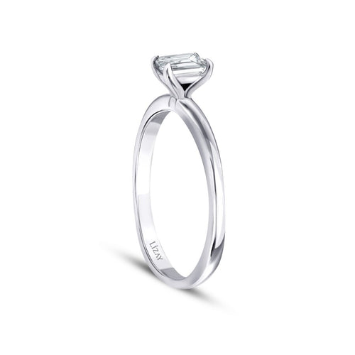 0.50 Carat Diamond Emerald Cut Solitaire Engagement Ring