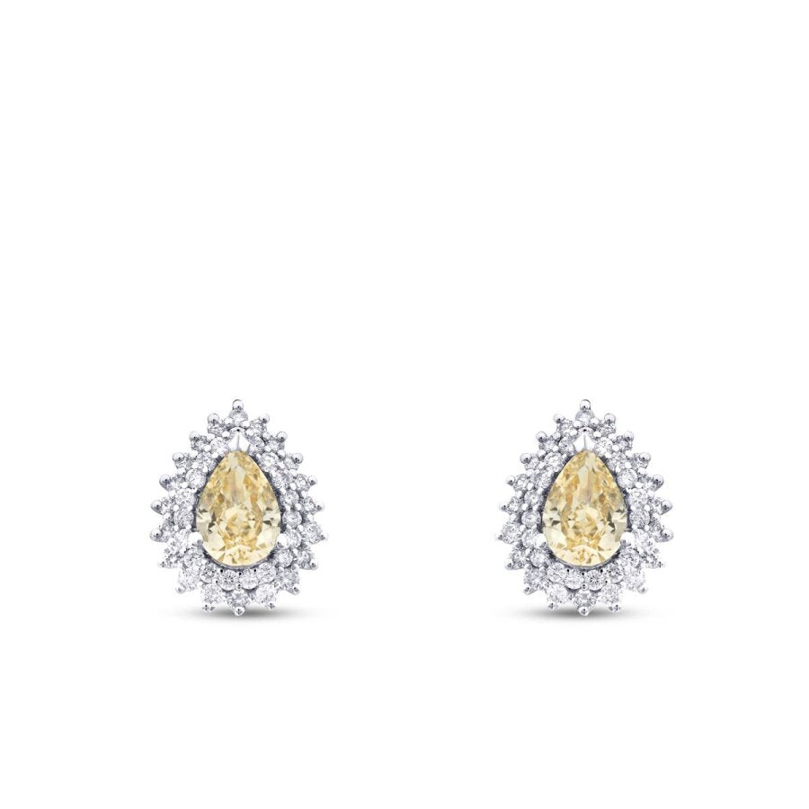 3,64 Carat Diamond Fancy Pear Earrings