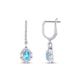 1,51 Carat Diamond Blue Topaz Oval Baguette Earrings