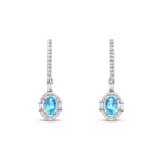 1,51 Carat Diamond Blue Topaz Oval Baguette Earrings