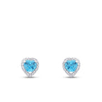 1,28 Carat Diamond Blue Topaz Heart-Shaped Earrings