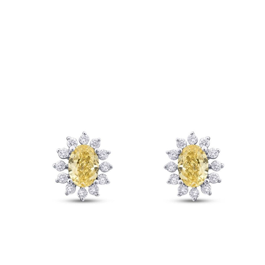 3,29 Carat Diamond Fancy Oval-Stone Earrings
