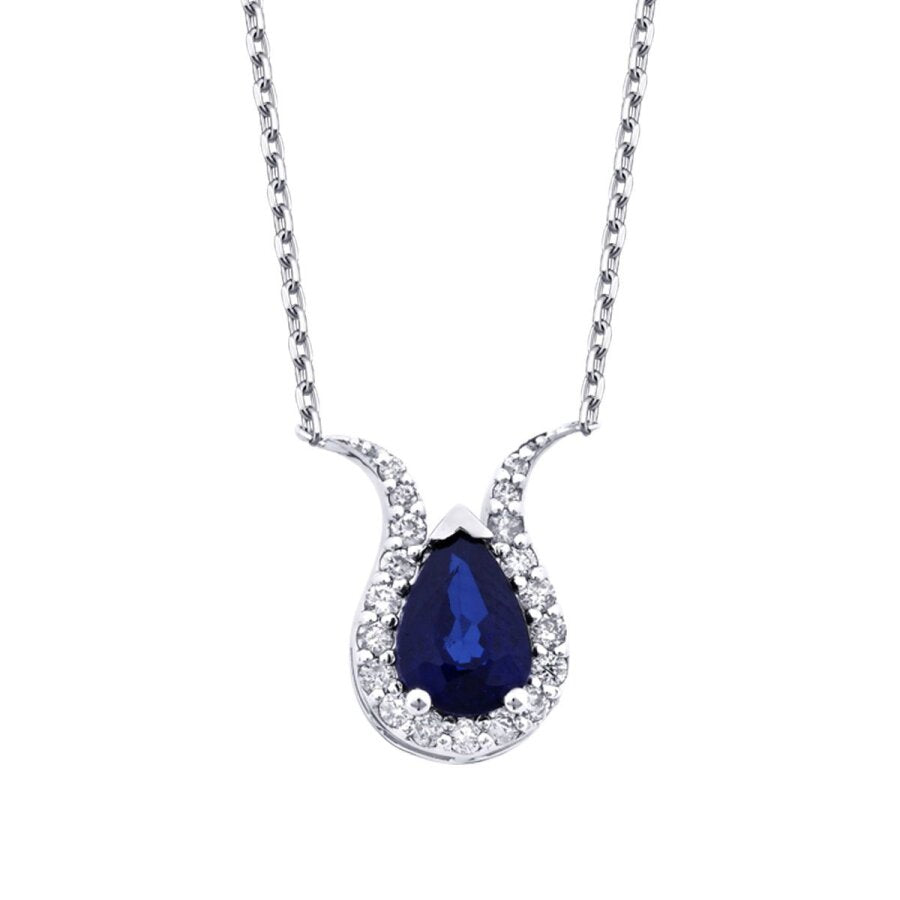 0,97 Carat Diamond Sapphire Pear Necklace
