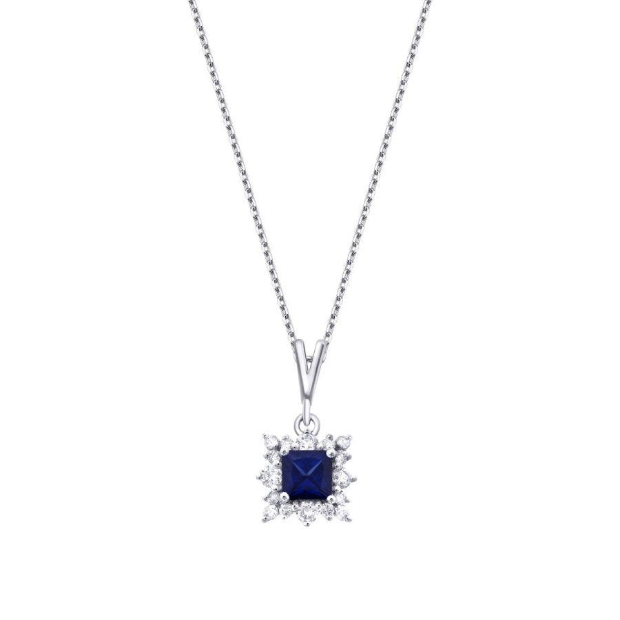 0,38 Carat Diamond Sapphire Necklace