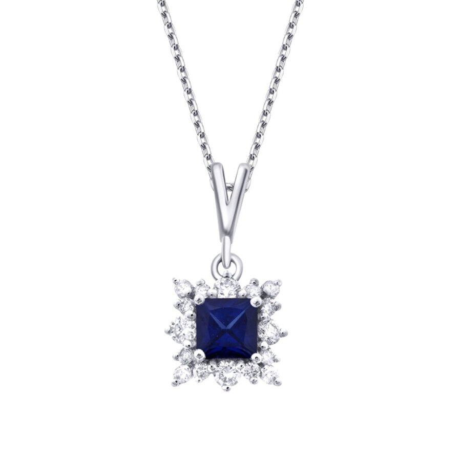 0,38 Carat Diamond Sapphire Necklace