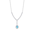 0,98 Carat Diamond Blue Topaz Baguette Necklace