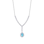 0,98 Carat Diamond Blue Topaz Baguette Necklace