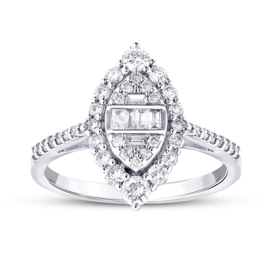 0,65 Carat Diamond Baguette Pear Ring