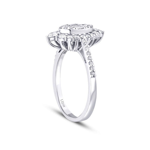 0.65 Carat Diamond Baguette Pear Ring