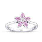 0,56 Carat Diamond Pink Sapphire Flower Ring