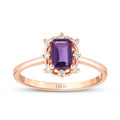 0,62 Carat Diamond Emerald Amethyst Ring