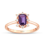 0,62 Carat Diamond Emerald Amethyst Ring