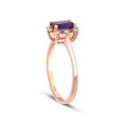 0,62 Carat Diamond Emerald Amethyst Ring