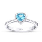 0,67 Carat Diamond Blue Topaz Heart Ring