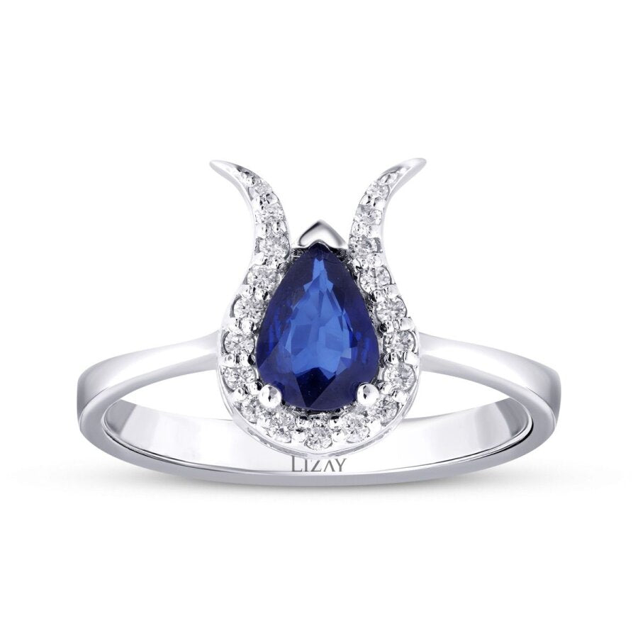 0,72 Carat Diamond Sapphire Ring