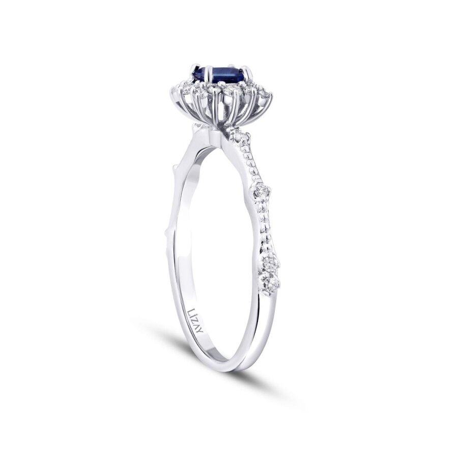 0,47 Carat Diamond Sapphire Ring