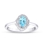 0,67 Carat Diamond Blue Topaz Baguette Ring