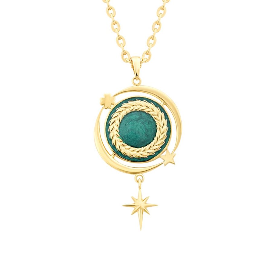 Gold Lucky Charm Green Trend Necklace