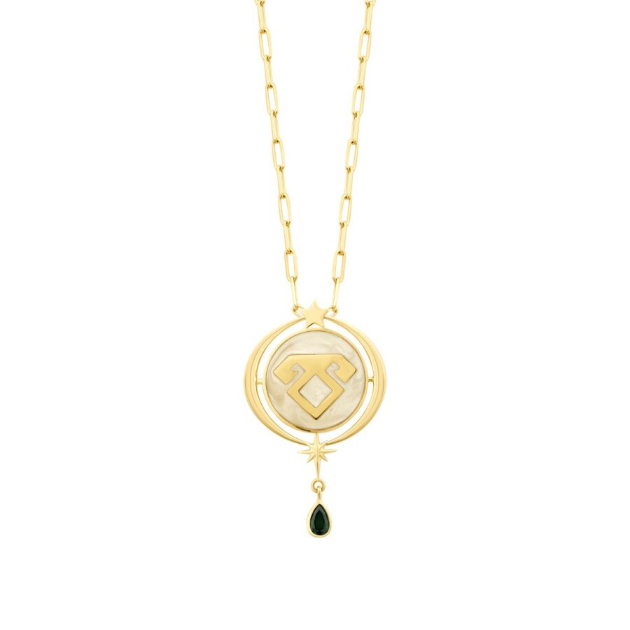 Gold Enamel Elibelinde Motif Necklace