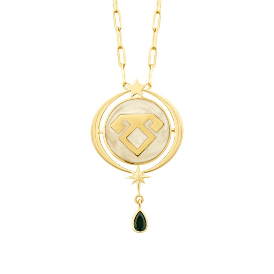Gold Enamel Elibelinde Motif Necklace