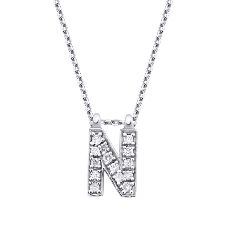 0,07 Carat Diamond N Letter Necklace
