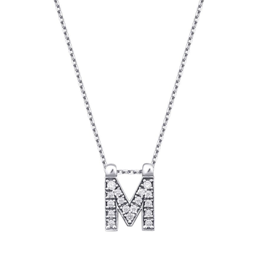 0,08 Carat Diamond M Letter Necklace
