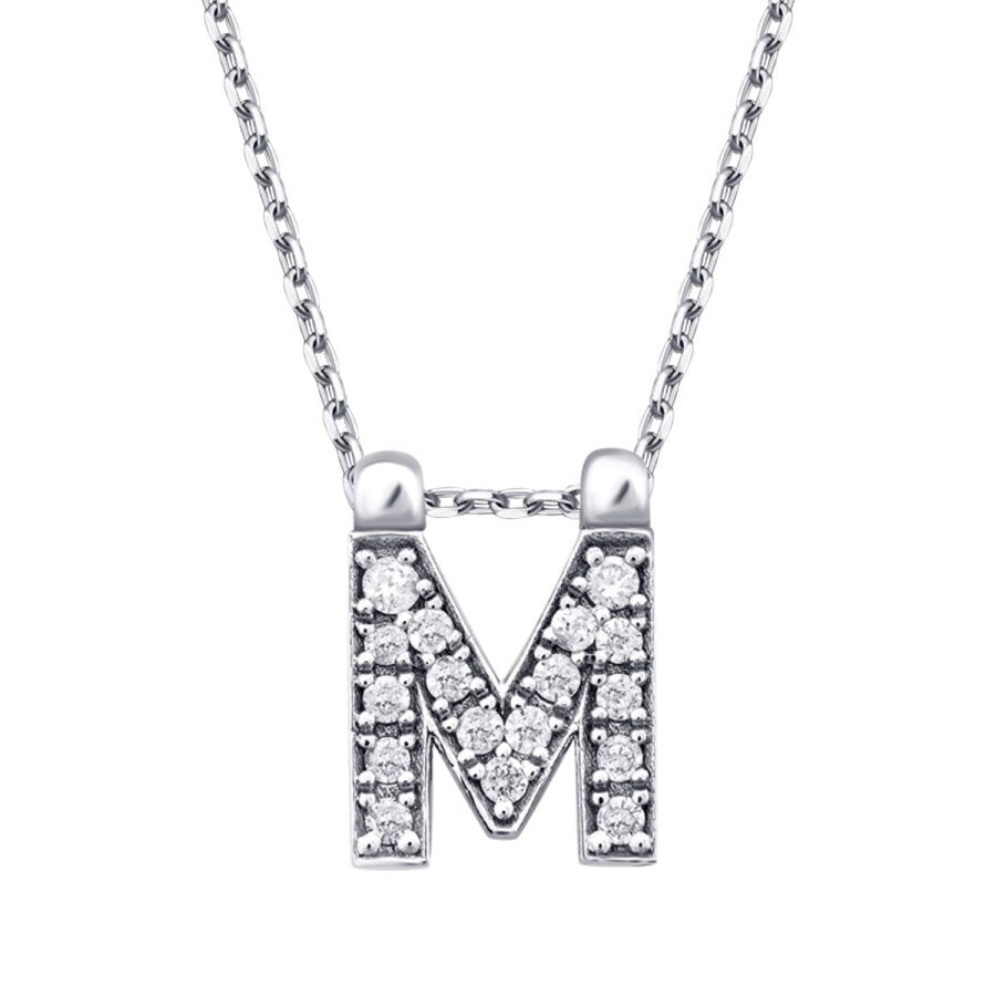0,08 Carat Diamond M Letter Necklace