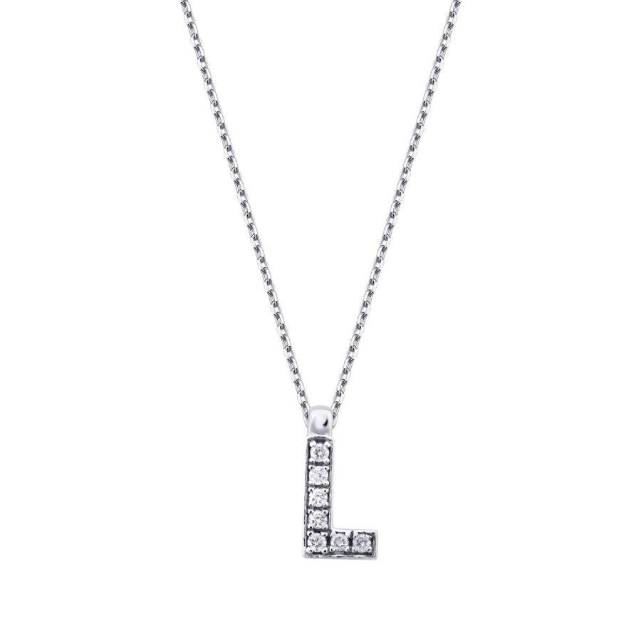 0,05 Carat Diamond L Letter Necklace