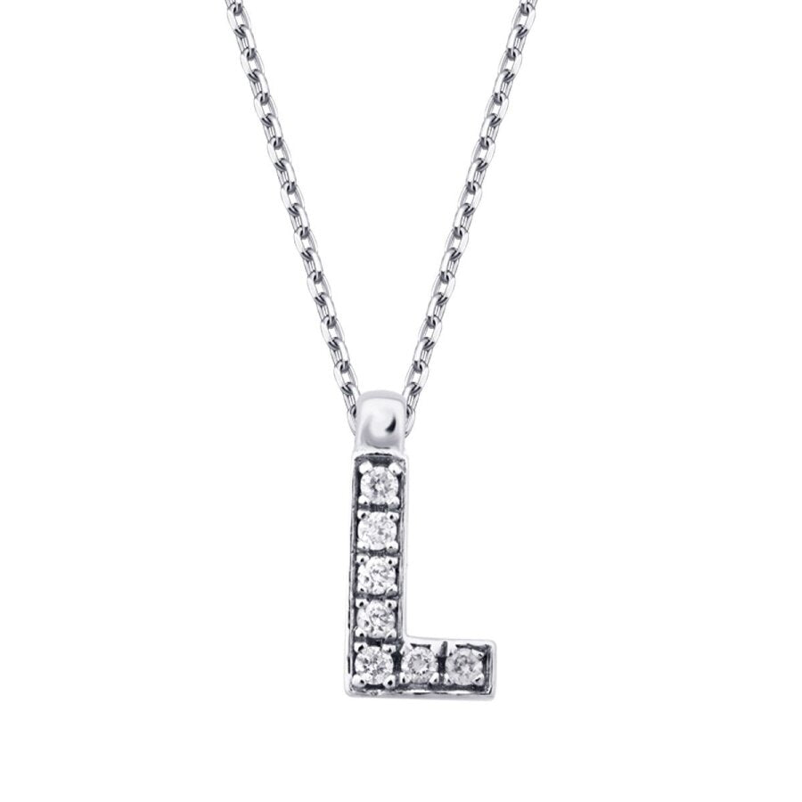 0,05 Carat Diamond L Letter Necklace