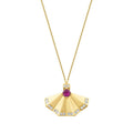 Gold Purple Stone Fan Necklace